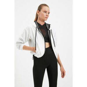 Trendyol White Hooded Slim Windbreaker Coat