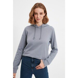 Trendyol Gray 100% Organic Cotton Basic Hooded Knitted Sweatshirt