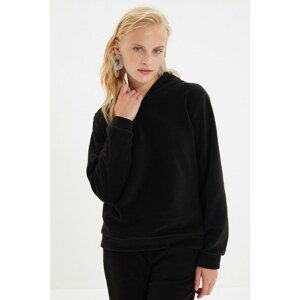 Trendyol Black Basic Hooded Fleece Knitted Sweatshirt