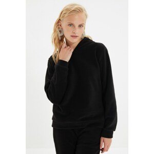 Trendyol Black Basic Hooded Fleece Knitted Sweatshirt