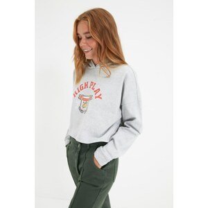 Trendyol Gray Printed Basic Knitted Sweatshirt