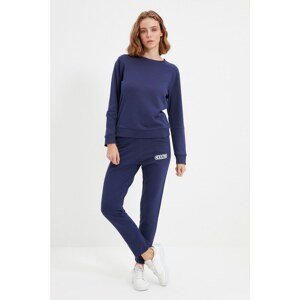 Trendyol Navy Blue 100% Organic Cotton Printed Basic Jogger Knitted Sweatpants