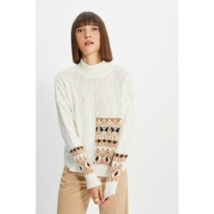 Trendyol Ecru Jacquard Knitwear Sweater