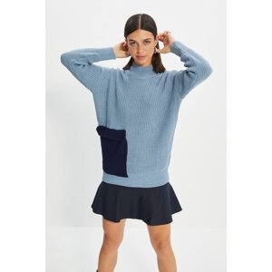 Trendyol Blue Pocket Detailed Knitwear Sweater
