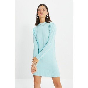 Trendyol Light Blue Sleeve Pleated Knitwear Dress