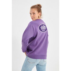 Trendyol Lilac Back Printed Thick Boyfriend Knitted Sweatshirt