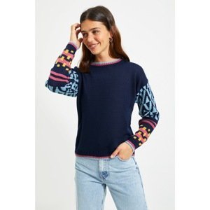 Trendyol Navy Blue Jacquard Knitwear Sweater