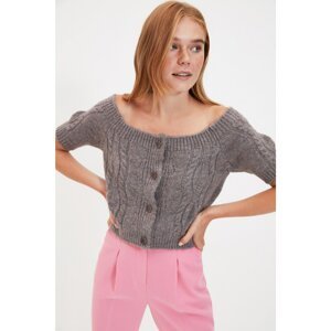 Trendyol Gray Crop Knitwear Cardigan