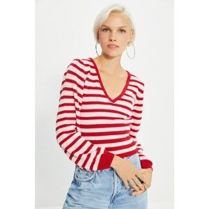 Trendyol Red Striped Knitwear Sweater