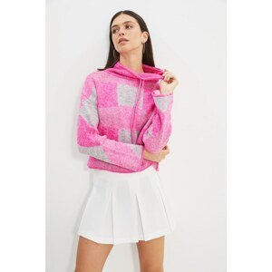 Trendyol Pink Jacquard Lace Detailed Knitwear Sweater