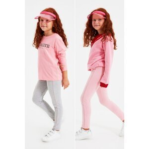 Trendyol Gray-Pink 2-Pack Girls Knitted Leggings
