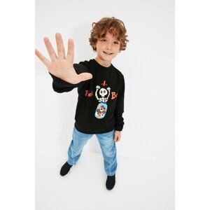 Trendyol Black Halloween Printed Boy's Knitted Slim Sweatshirt