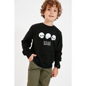 Trendyol Black Halloween Printed Boy's Knitted Slim Sweatshirt