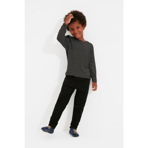 Trendyol Black Striped Boy Knitted Pajamas Set