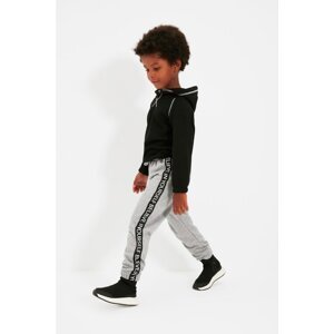 Trendyol Gray Striped Boy Knitted Thick Sweatpants