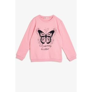 Koton Pink Girl Printed Sweatshirt