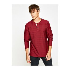 Koton Men's Claret Red Long Sleeve T-Shirt