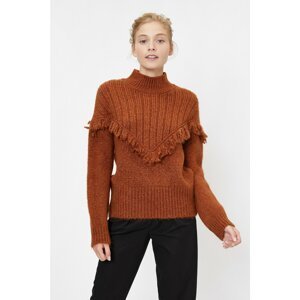 Koton Women's Brown Ruffle Detailed Sweater
