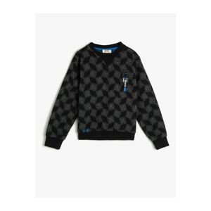 Koton Boy Black Patterned Sweatshirt