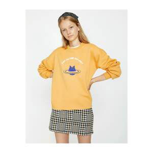 Koton Women's Yellow Letter Printed Sweatshirt