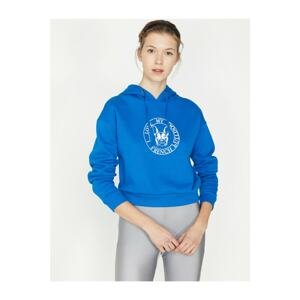 Koton Women's Blue Hoodie Sweatshirt