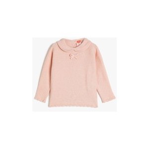 Koton Baby Girl Pink Collar Long Sleeve Basic Sweater