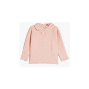 Koton Baby Girl Pink Collar Long Sleeve Basic Sweater