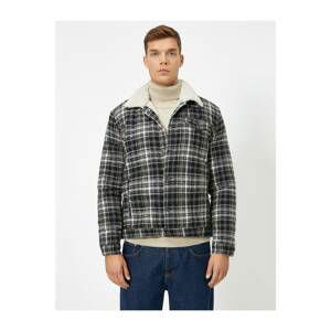 Koton Plaid Coat Buttoned Pockets