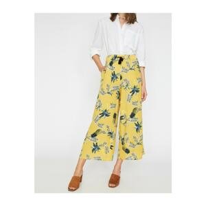 Koton Women's Yellow Patterned Trousers