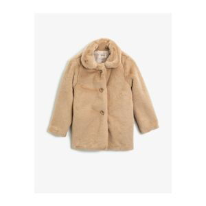 Koton Girls' Brown Plusus Buttoned Coat