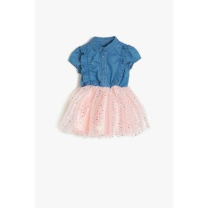 Koton Baby Girl Blue & Pink Dress
