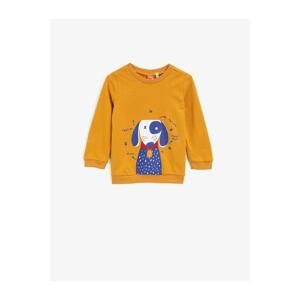 Koton Baby Boy Yellow Cotton Printed Crew Neck Sweatshirt
