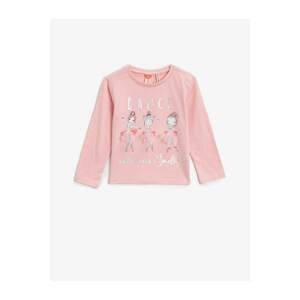 Koton Baby Girl Pink Cotton Printed Crew Neck Long Sleeve Sweathirt