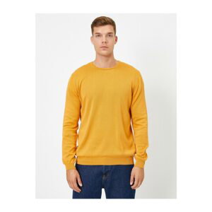 Koton Men's Yellow Cotton Crew Neck Knitwear Sweater