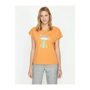 Koton Women's Orange Printed T-Shirt