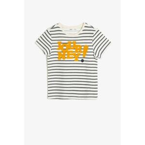 Koton Kids Ecru Striped Printed T-shirt