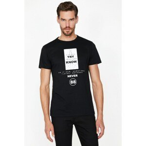 Koton Men's Black Printed T-Shirt