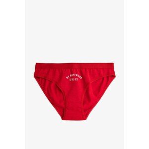 Koton Women's Red Brief Printed Basic Cotton Panties