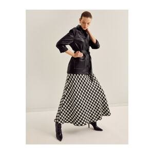 Koton Women's Black Crowbar Patterned Skirt