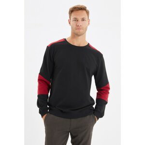 Trendyol Black Men's Regular Fit Long Sleeve Crew Neck Paneled Sweatshirt