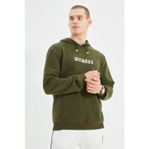 Trendyol Khaki Men Regular Fit Long Sleeve Hooded Sweatshirt