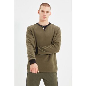 Trendyol Khaki Men Regular Fit Crew Neck Zipper Detailed Sweatshirt