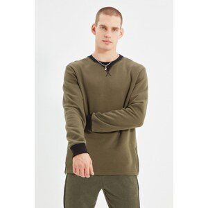 Trendyol Khaki Men Regular Fit Crew Neck Zipper Detailed Sweatshirt