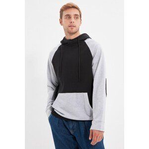 Trendyol Black Men's Regular Fit Long Sleeve Hooded Paneled Sweatshirt