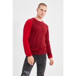 Trendyol Claret Red Men's Slim Fit Crew Neck Color Block Sweater