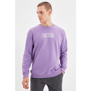 Trendyol Lilac Men's Regular/Real fit Long Sleeved Crewneck Embroidery Sweatshirt