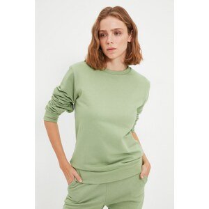 Trendyol Dark Mint 100% Organic Cotton Basic Knitted Sweatshirt
