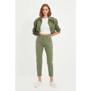 Trendyol Khaki 100% Organic Cotton Pocket Detailed High Waist Mom Jeans