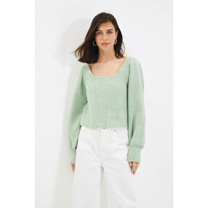Trendyol Mint Square Collar Crop Knitwear Sweater