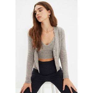 Trendyol Mink Button Detailed Crop Blouse Cardigan Knitwear Suit